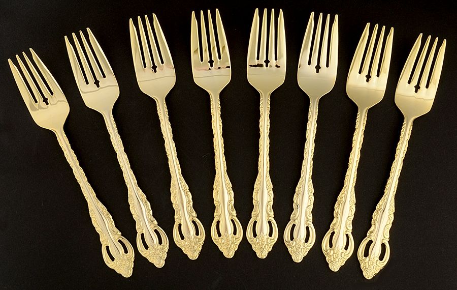 Golden Countess (Electroplate) (Set Of 8) Salad/Individual Fork by Wallace Silver-1