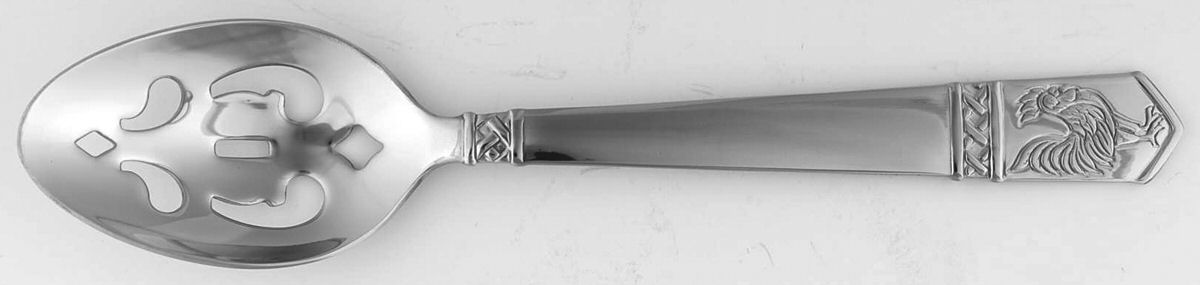 Rooster (Stainless) Pierced Tablespoon (Serving Spoon) by Wallace Silver-1