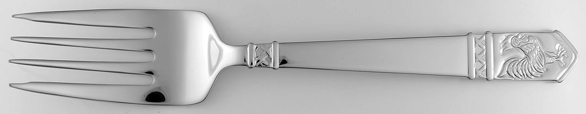 Rooster (Stainless) Medium Solid Cold Meat Serving Fork by Wallace Silver-1