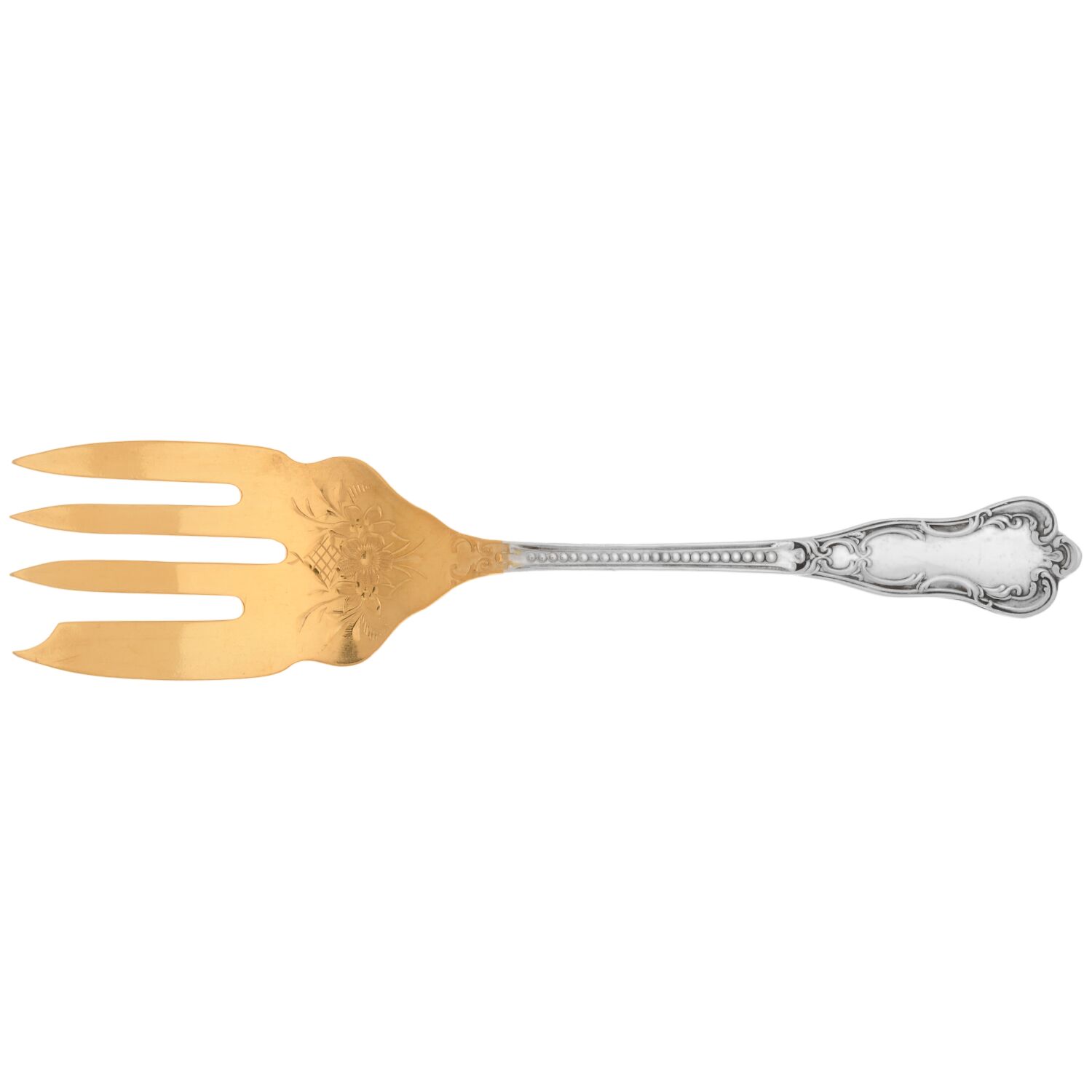 WND16 (Sterling) Sardine Serving Fork Tined Large Bright Cut by Wendell-1