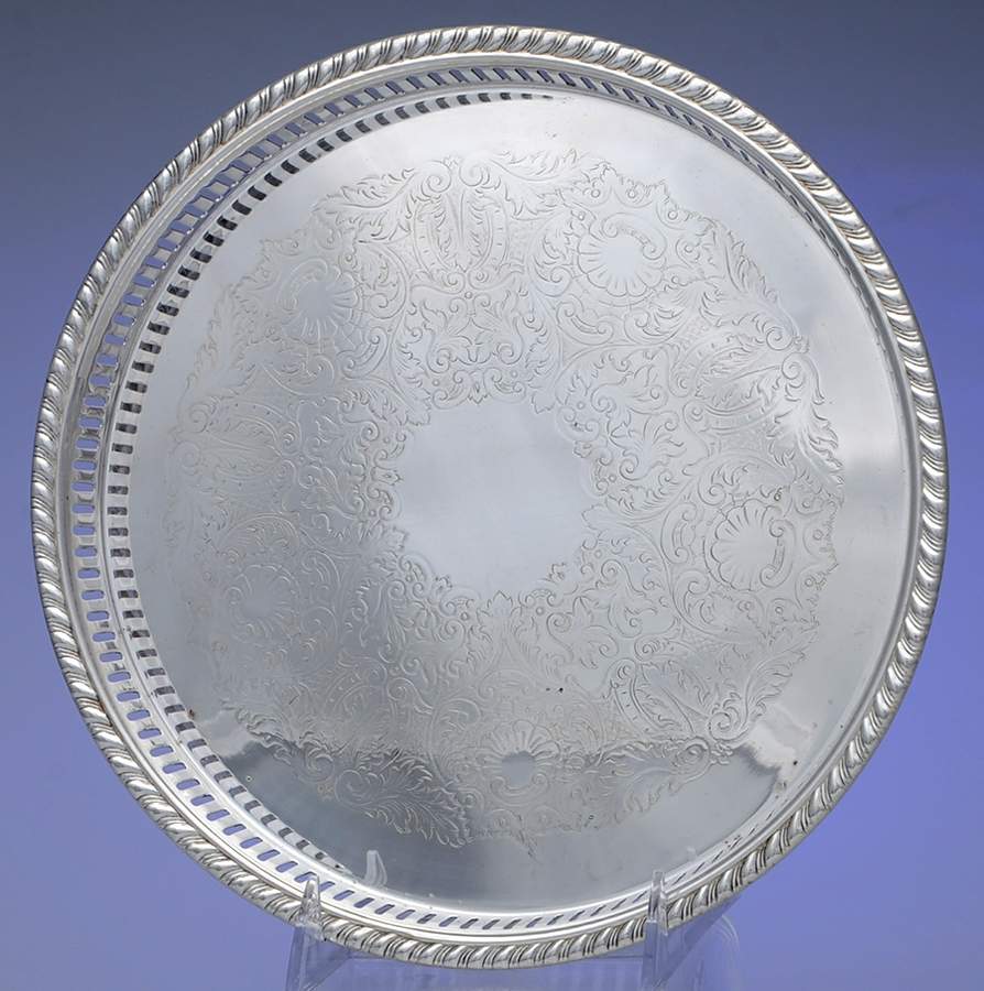 992 (Silverplate, Hollowware) 10" Gallery Tray by W & S Blackington Co-1