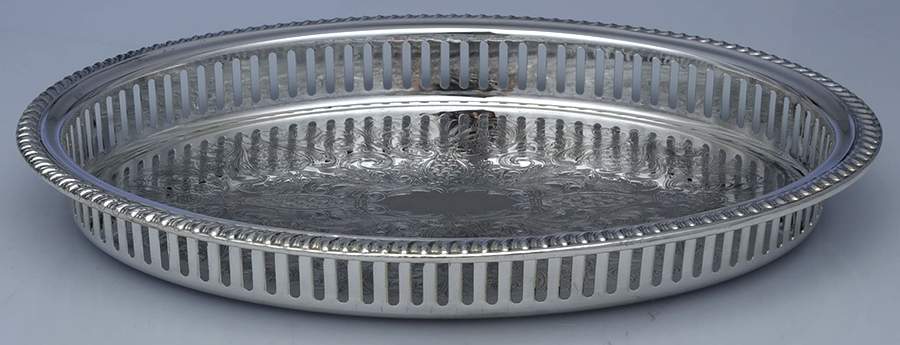 992 (Silverplate, Hollowware) 11" Gallery Tray by W & S Blackington Co-1