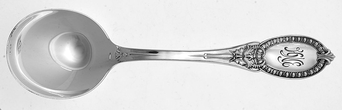 Mask (Sterling, 1889, No Monograms) Round Bowl Soup Spoon (Cream Soup) by Whiting Manf Co-1