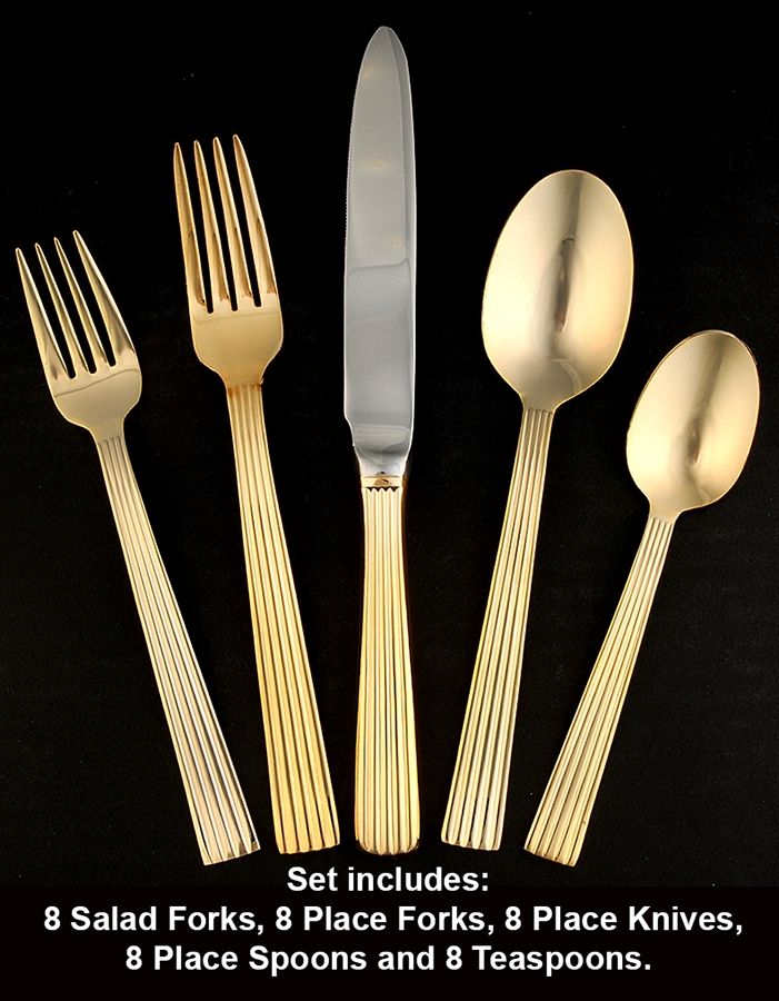Gold Ionic (Gold Electroplate) 40 Piece Set by Wallace Silver-1