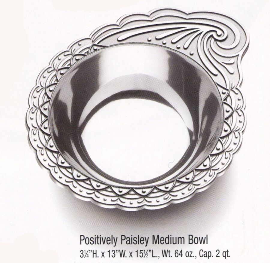 Positively Paisley (Armetale, Hollowware) 13" Round Bowl by Wilton Armetale-1