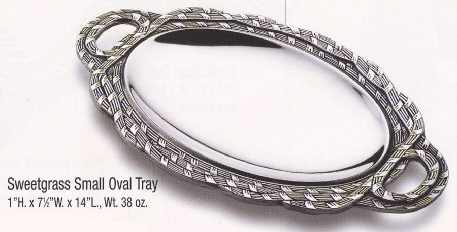 Sweetgrass (Armetale, Hollowware) 14" Oval Tray by Wilton Armetale-1