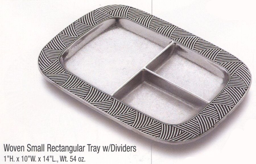 Woven (Armetale, Hollowware) 14" 3 Part Rectangular Tray by Wilton Armetale-1