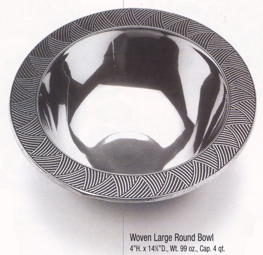 Woven (Armetale, Hollowware) 14" Round Bowl by Wilton Armetale-1