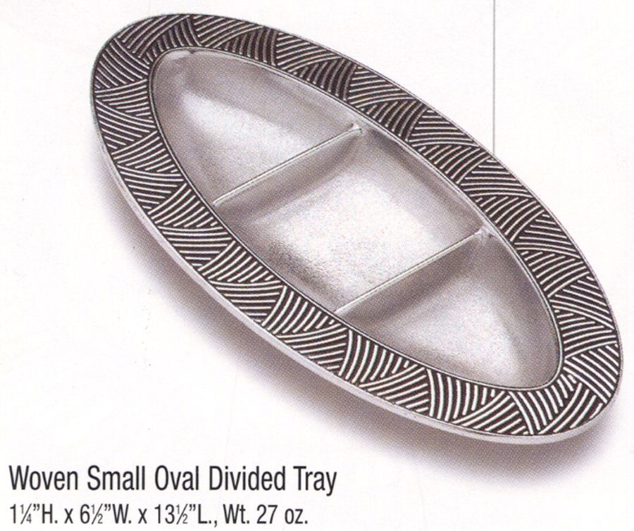 Woven (Armetale, Hollowware) 13" 3 Part Oval Tray by Wilton Armetale-1