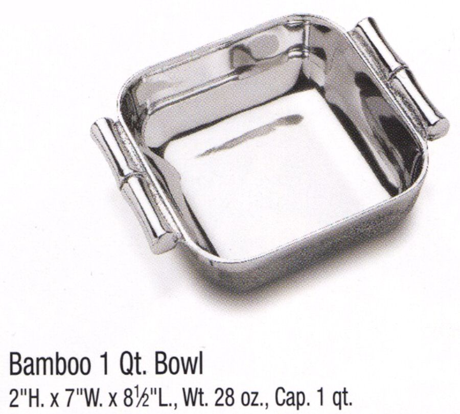 Bamboo (Armetale, Hollowware) Small Square Vegetable Bowl by Wilton Armetale-1