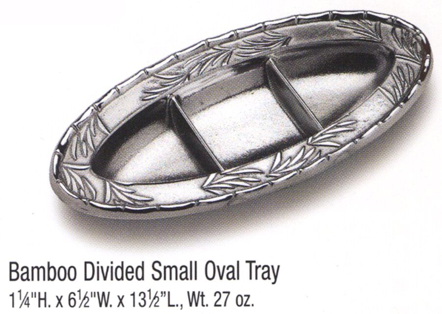 Bamboo (Armetale, Hollowware) 13" 3 Part Oval Tray by Wilton Armetale-1
