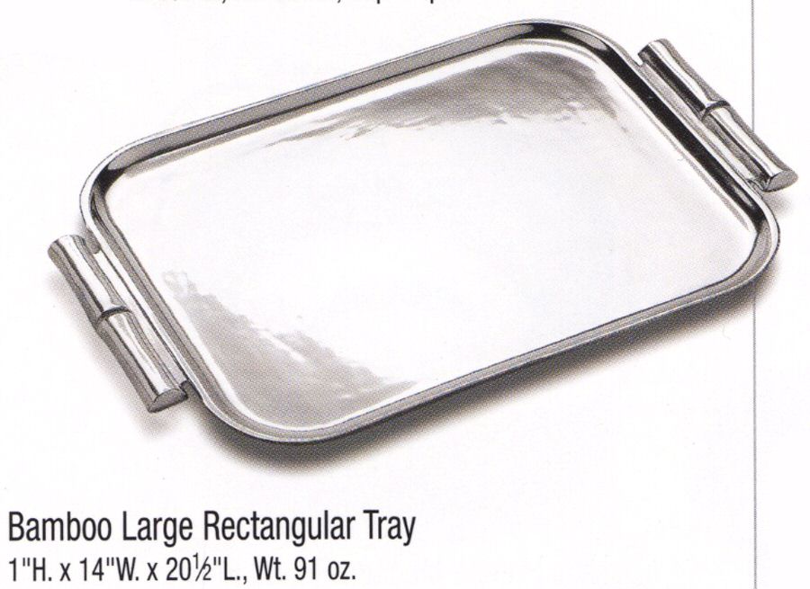 Bamboo (Armetale, Hollowware) 20" Rectangular Handled Tray by Wilton Armetale-1