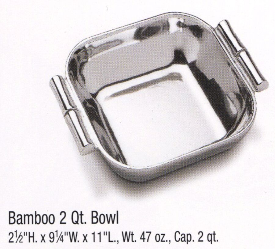 Bamboo (Armetale, Hollowware) Medium Square Vegetable Bowl by Wilton Armetale-1