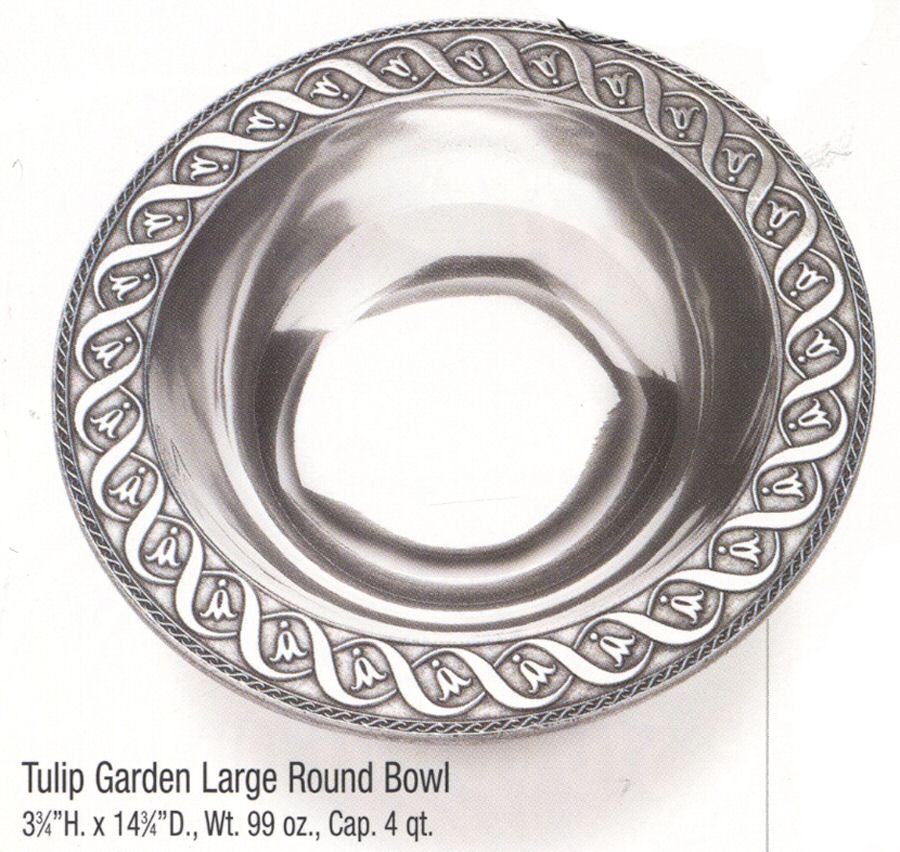 Tulip Garden (Armetale, Hollowware) 14" Round Bowl by Wilton Armetale-1