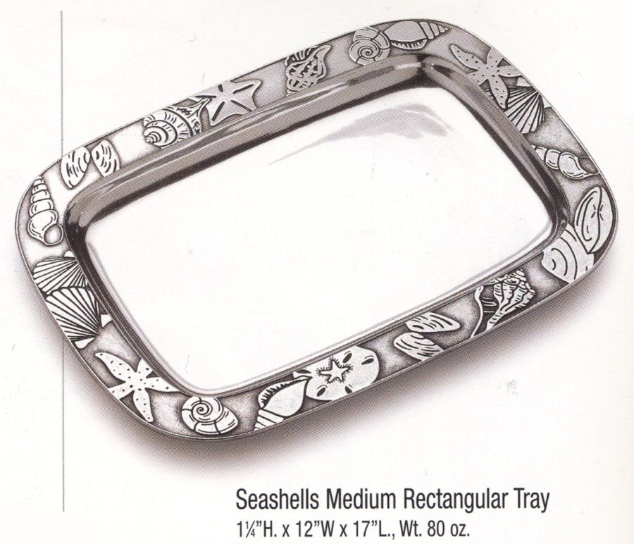 Seashells (Armetale, Hollowware) 17" Rectangular Tray by Wilton Armetale-1