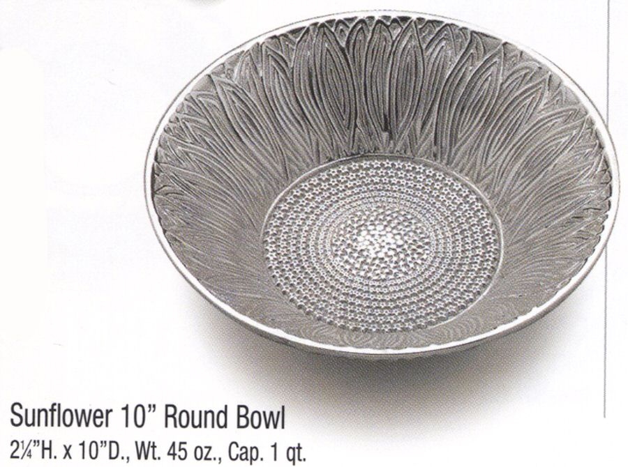 Sunflower (Armetale, Hollowware) 10" Round Bowl by Wilton Armetale-1