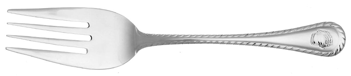 Basketweave (Stainless) Medium Solid Cold Meat Serving Fork by Wallace Silver-1