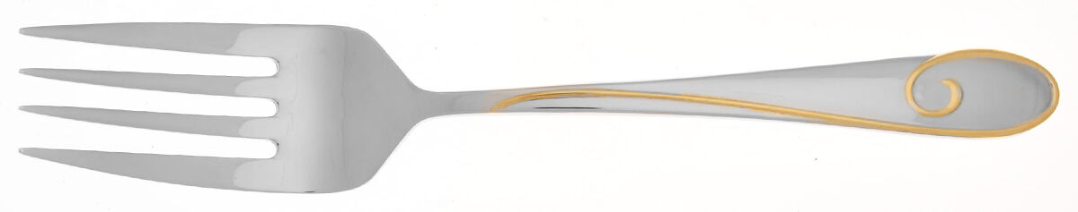 Ballet Ribbon Gold (Stainless) Large Solid Cold Meat Serving Fork by Waterford-1