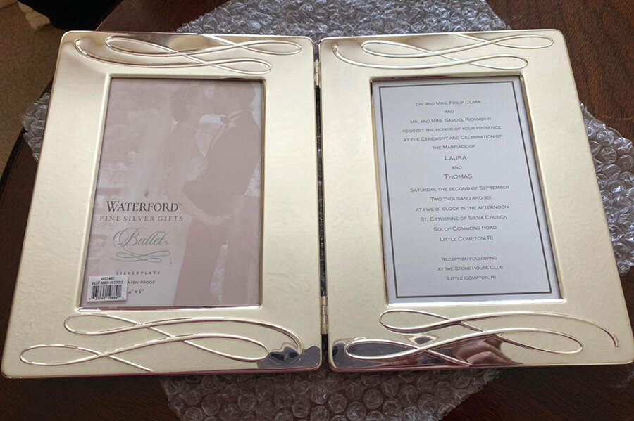 Ballet Ribbon (Silverplate, Hlw) Double Frame Holds 4"X 6" by Waterford-1