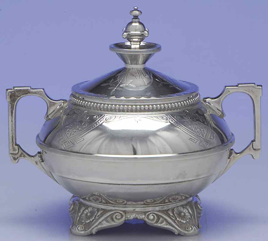 17 (Sterling, Hollowware) Sugar Bowl & Lid by Wood & Hughes-1