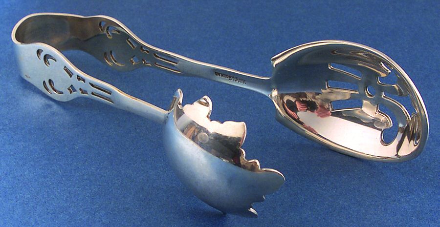 WAS173 (Sterling) Large Ice Serving Tongs by Wallace Silver-1