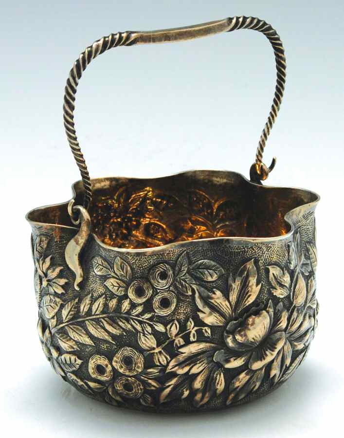 1543M (Sterling, Hollowware) Handled Open Sugar Basket by Whiting Manf Co-1