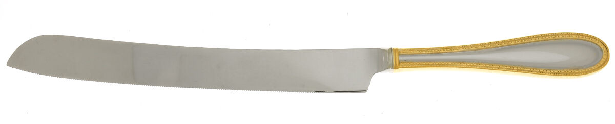 Vera Lace Gold (Stainless) Wedding Cake Knife with Stainless Blade HC by Wedgwood Silver-1