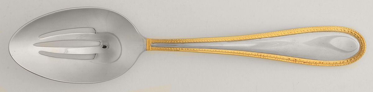 Vera Lace Gold (Stainless) Pierced Tablespoon (Serving Spoon) by Wedgwood Silver-1