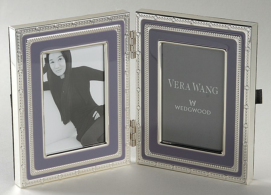 With Love (Metal, Hollowware) Double Frame Holds 2" X 3" Pictures by Wedgwood Silver-1