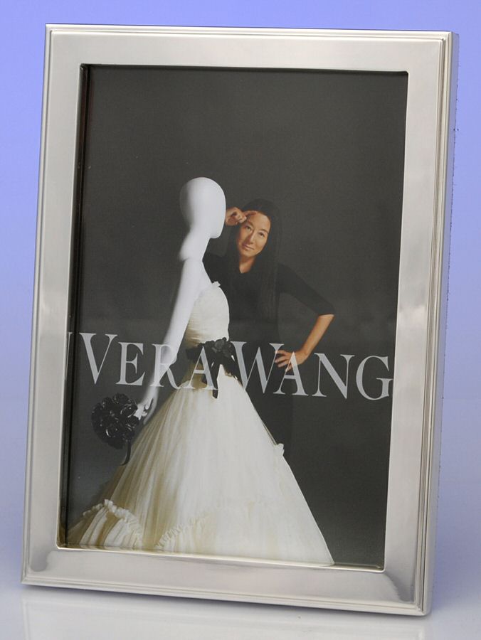 Step and Beveled (Metal, Hollowware) Frame-Holds 5" X 7" Picture by Wedgwood Silver-1
