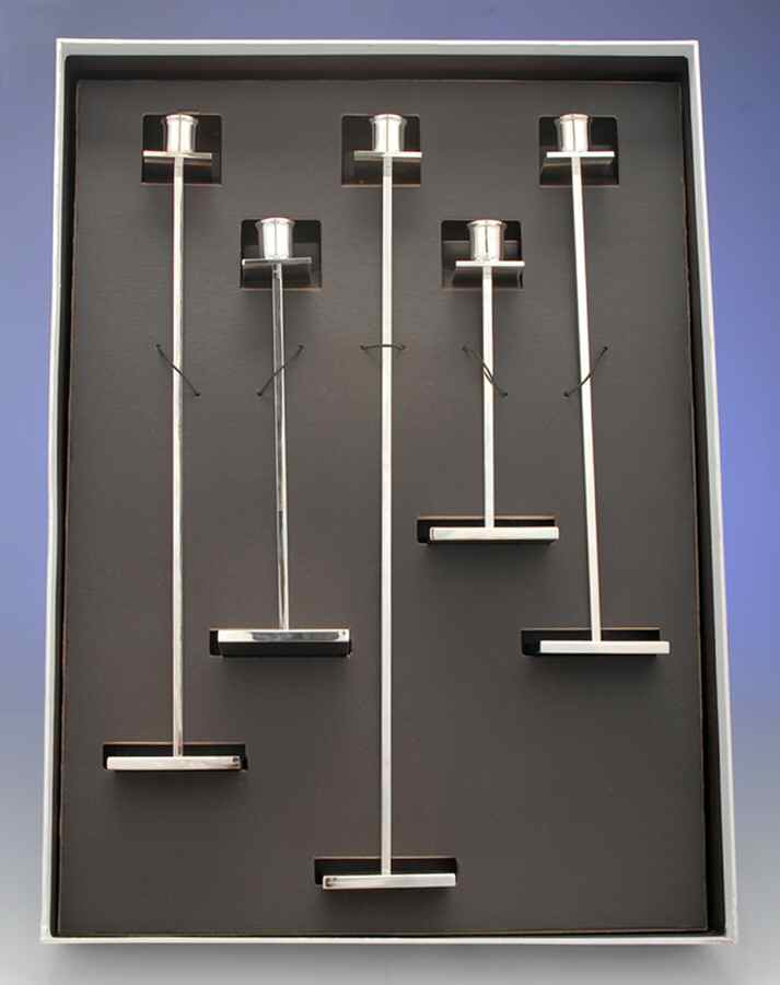 Challis (Silverplate, Hollowware) 5 Piece Candlestick Set (7",11",14",17",20") by Wedgwood Silver-1