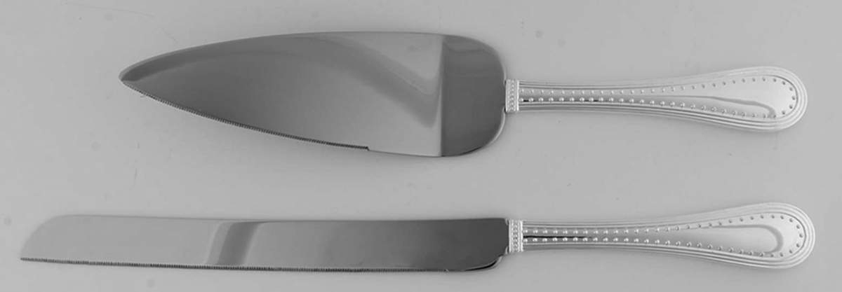 Grosgrain (Silverplate, Hollowware) Cake Knife & Server Set by Wedgwood Silver-1