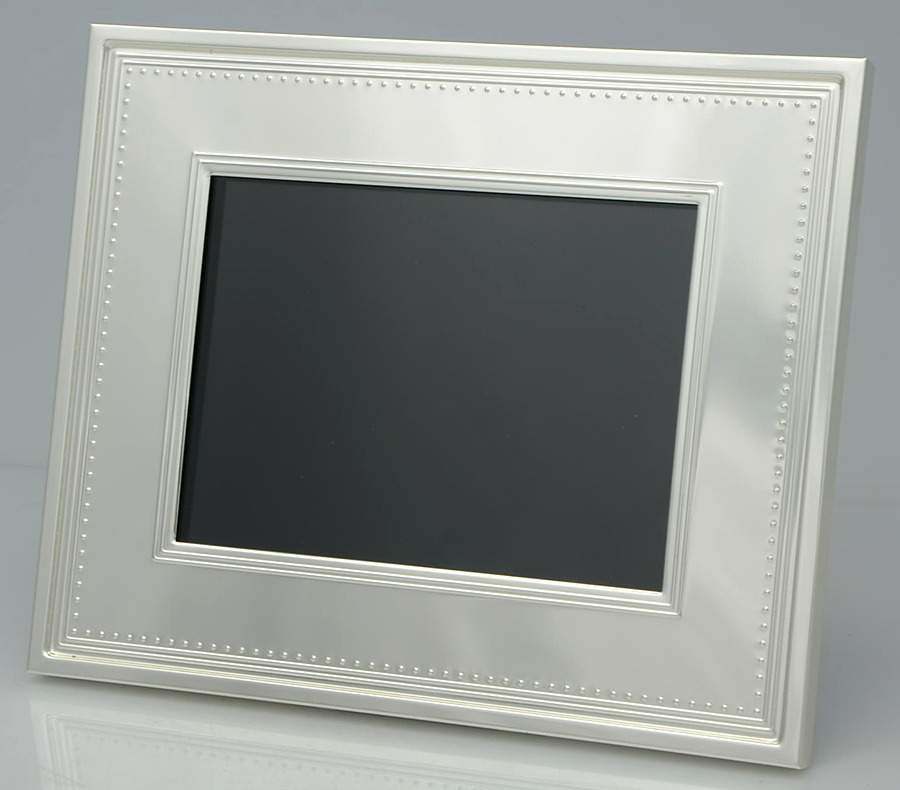 Grosgrain (Silverplate, Hollowware) Digital Picture Frame (With Adapter & Remote) by Wedgwood Silver-1