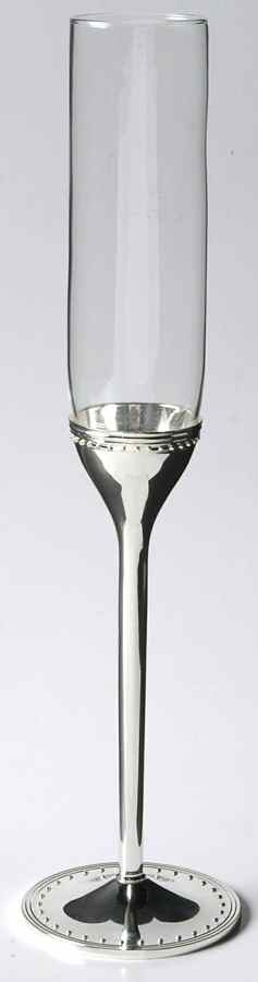 Grosgrain (Silverplate, Hollowware) Glass & Silver Champagne Flute by Wedgwood Silver-1
