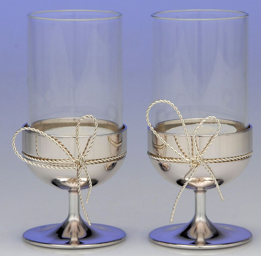 Love Knots (Hollowware) Tealight Candleholder w/Glass Globe (Set of 2) by Wedgwood Silver-1