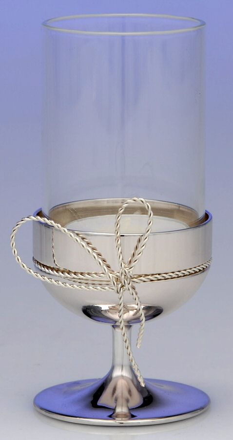 Love Knots (Hollowware) Tea Light Candleholder with Glass Globe by Wedgwood Silver-1