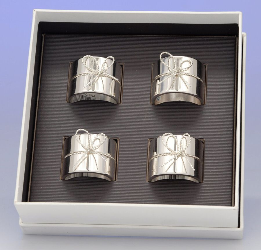 Love Knots (Hollowware) Napkin Ring - Set of 4 by Wedgwood Silver-1