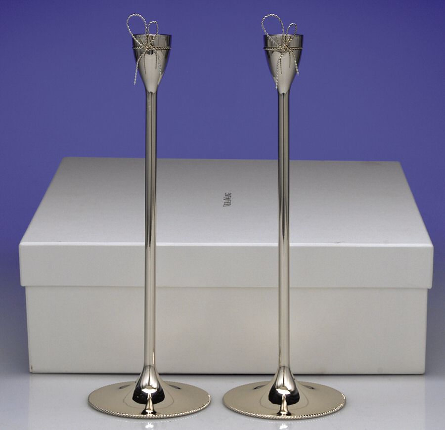 Love Knots (Hollowware) 10" Taperholder - Set of 2 by Wedgwood Silver-1