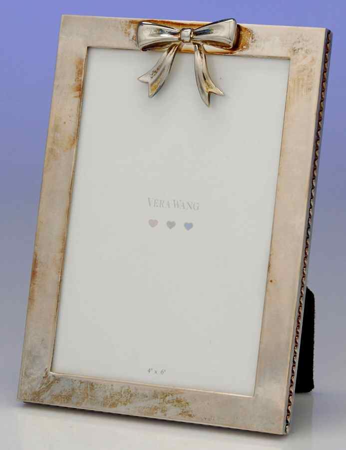 Vera Wang Baby (Silverplate, Holloware) Bow Frame Holds 4" X 6" by Wedgwood Silver-1