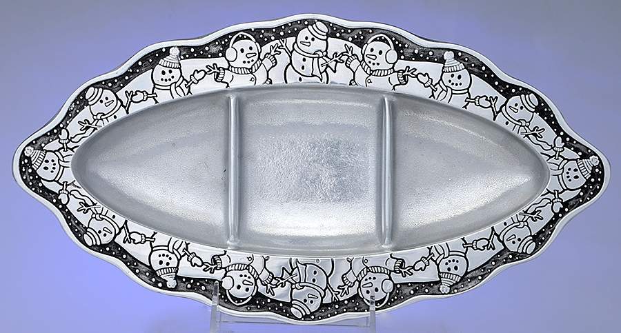 Snowman (Hollowware) 13" 3 Part Oval Tray by Wilton Armetale-1