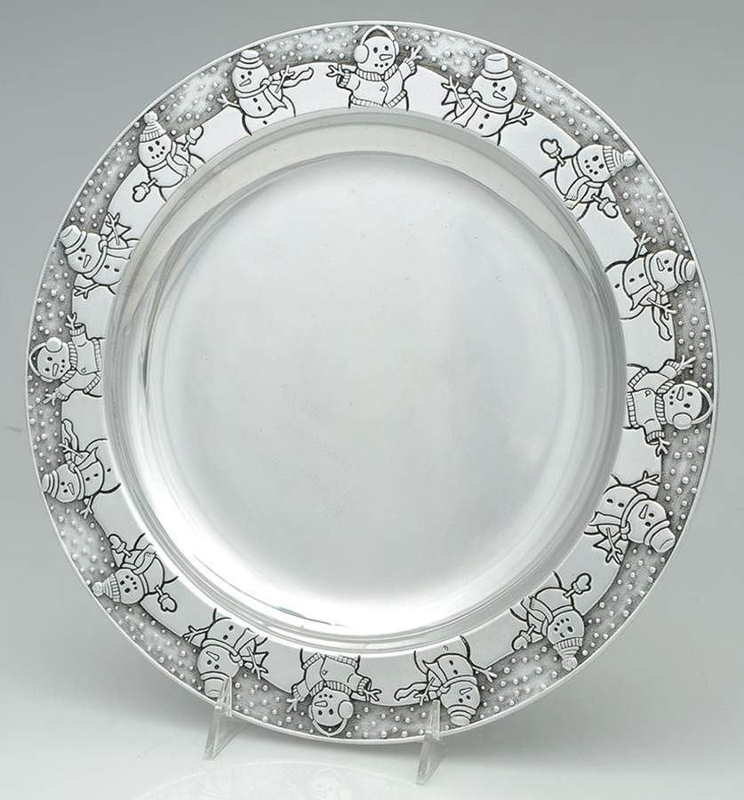 Snowman (Hollowware) 12" Round Tray by Wilton Armetale-1