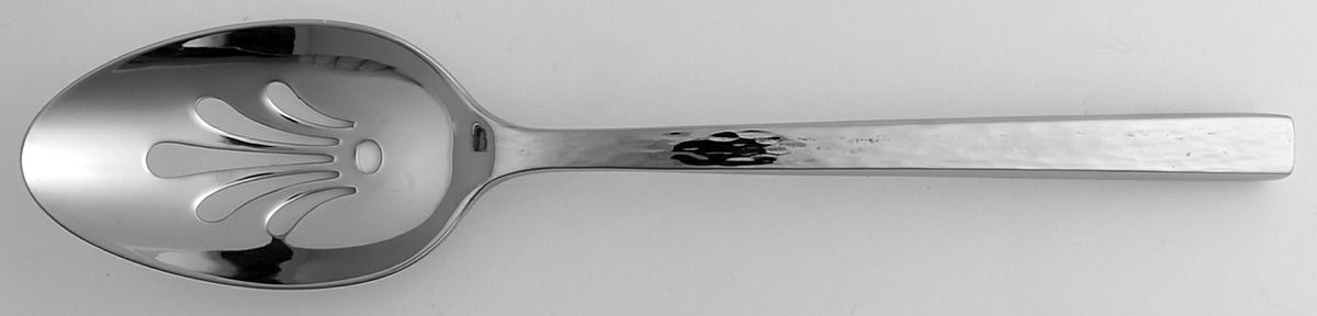 Hammered (Stainless) Pierced Tablespoon (Serving Spoon) by Wedgwood Silver-1