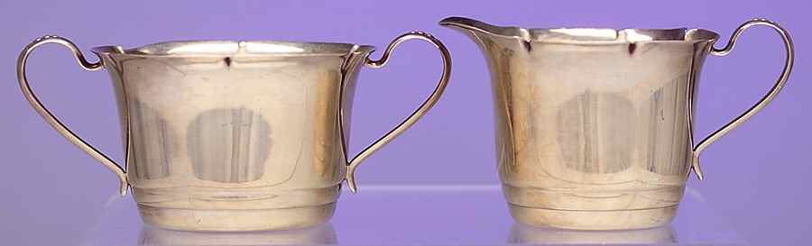 26220 (Sterling, Hollowware) Mini Sterling Creamer and Open Sugar by Webster Co-1