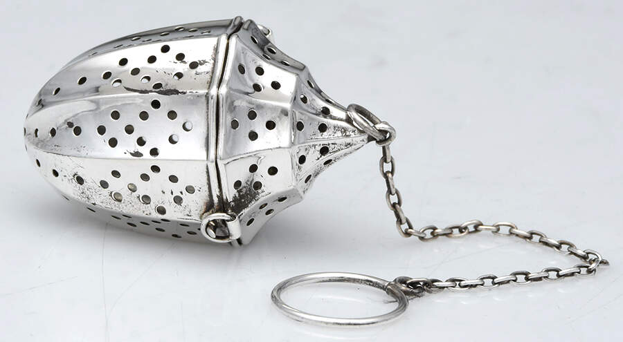Tea Balls (Sterling, Hollowware) Tea Ball with Chain by Webster Co-1