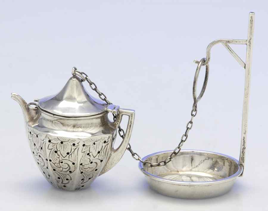 Tea Balls (Sterling, Hollowware) Teaball with Stand by Webster Co-1
