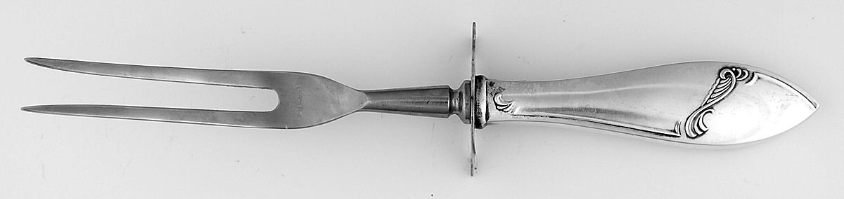 WEB16(Sterling) Small Steak Carving Fork with Stainless Prongs by Web Silver-1