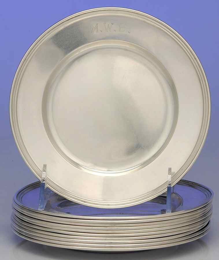1300 (Sterling, Hollowware) Bread & Butter Plate - Set of 10 by Whiting Manf Co-1