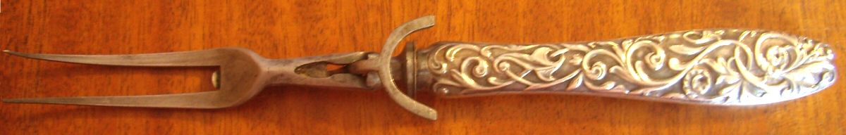 WGA1 (Sterling) Large Stainless-Prong Roast Carving Fork by John Wigfall & Co-1
