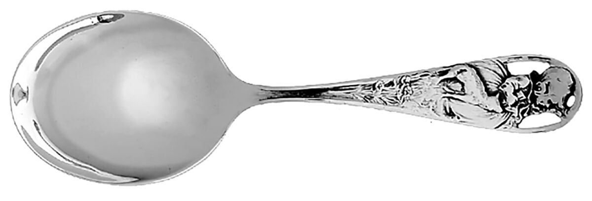 Mary Had a Little Lamb (Sterling) Straight Handle Baby Spoon by Webster Co-1