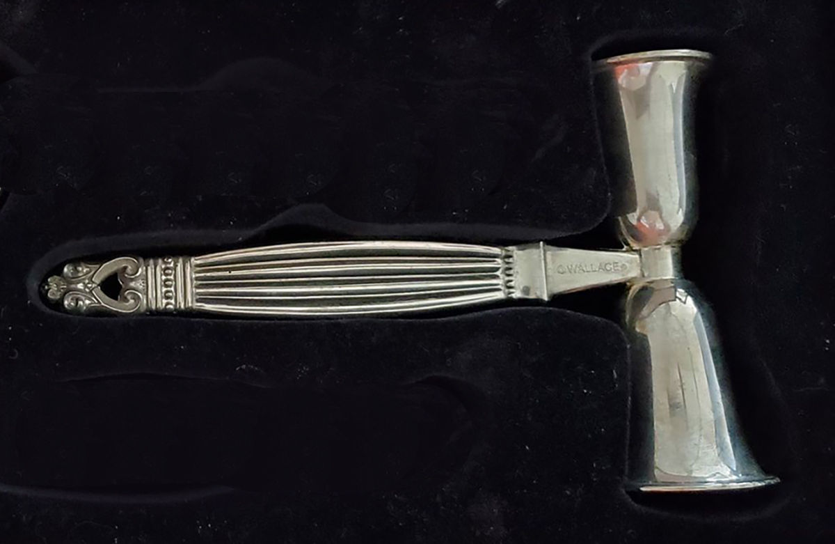 WAS178 (Silverplate) Solid Jigger Double W/Handle by Wallace Silver-1